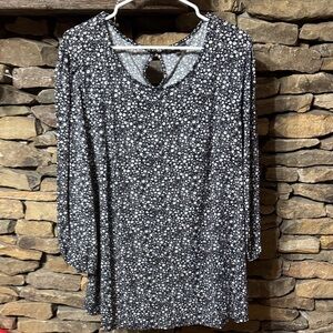 Adrianna Papell Black and White Floral Blouse